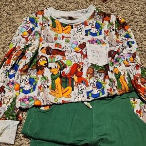 Feral_kids_bamboo Green Dogs Daywear Pants Set